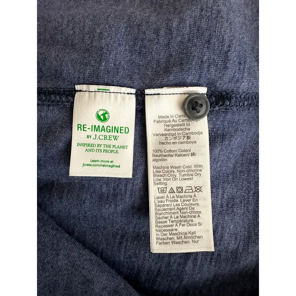 J.Crew Knit Goods Soft Slub Cotton Button Up Flap Pocket Shirt Item BD830 Blue L